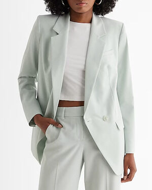 NEW EXPRESS ICED AQUA DOUBLE BREASTED CINCHED BOYFRIEND BLAZER JACKET SIZE LARGE